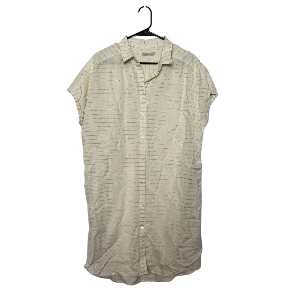 Outerknown Cream Button-Up Shirt Dress Size Large